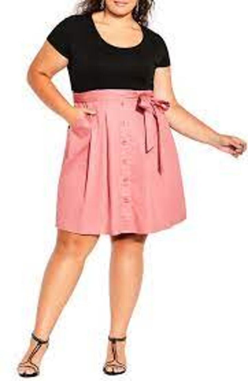 NWT City Chic Women Colorblock Dress Career Day To Night Cotton Pink Women 12
